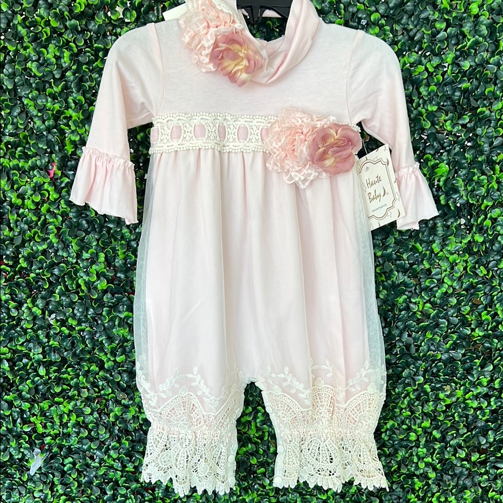 Chic Pink Jumpsuit with Lace Trim